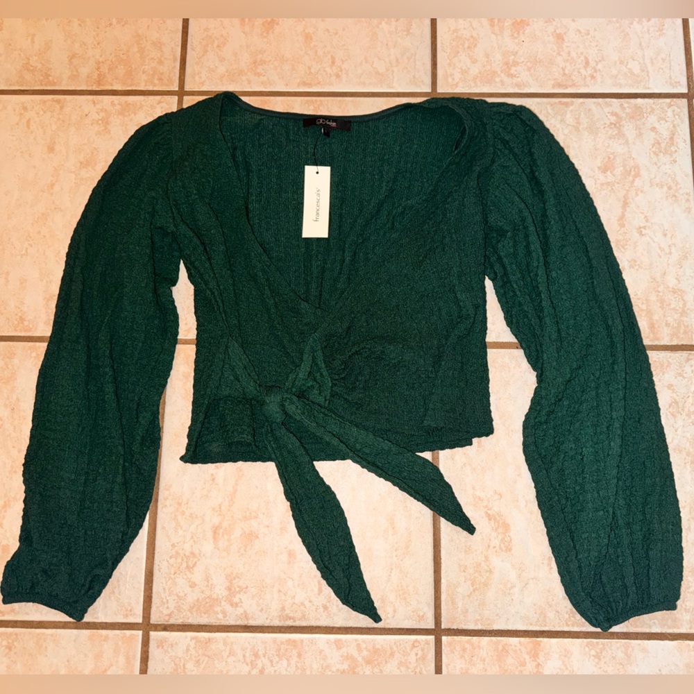 Francesca Hunter Green Tie Front Longsleeve